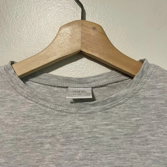 Zara Kids Light Grey Heathered Cotton T-Shirt - 11/12 - Picture 2 of 5